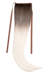 Coada Fibra Sintetica 55cm Ombre Saten Inchis Alb